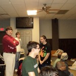 At left, Daniel W. Yoas, among the supportive faculty members on hand, and Taylor R. Lapointe, an information technology: information assurance and security concentration major from Pelham, N.H. and Resident Assistant for the living-learning community