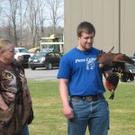 Student Wade S. Truitt adds "hawk-holding" to his list of college experiences.