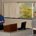 Two-thirds of Susquehanna Health's Network Security Team: Penn College alumni Paul A. Roma Jr. (left), a 2008 graduate in information technology: information technology security specialist concentration, and James C. Walker, who graduated in 2011 with a degree in information technology: information assurance and security concentration.