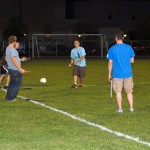 Winning ticketholders take part in halftime fun that included a soccer-ball dribble and "dizzy bat" competition.