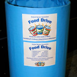 A collection bin in Madigan Library awaits donations.