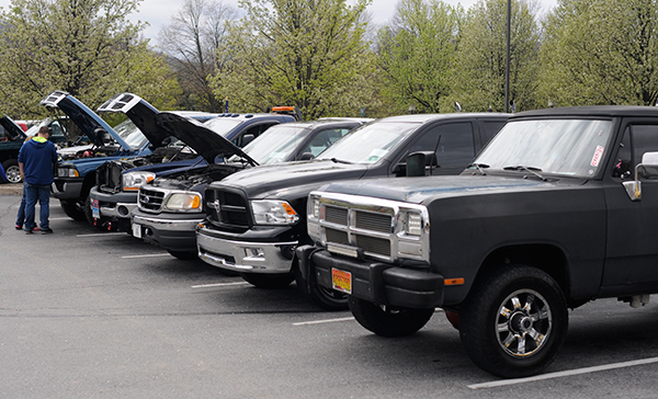 A phalanx of trucks, most owned by Penn College students, represents a sizable investment (and an impressive display of horsepower).