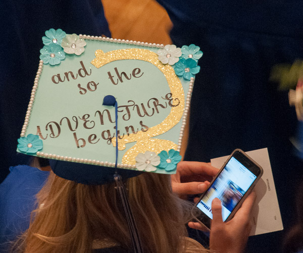 A student’s cap looks to the future.