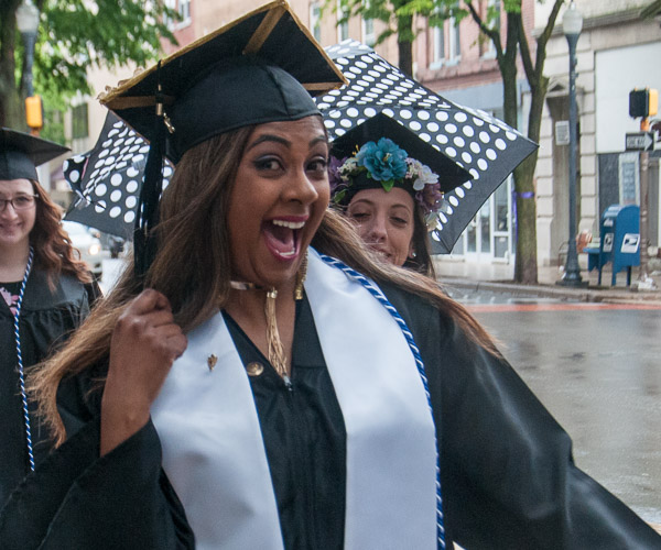 Nursing grad Tricia Deochan, of Williamsport, eyes the camera.