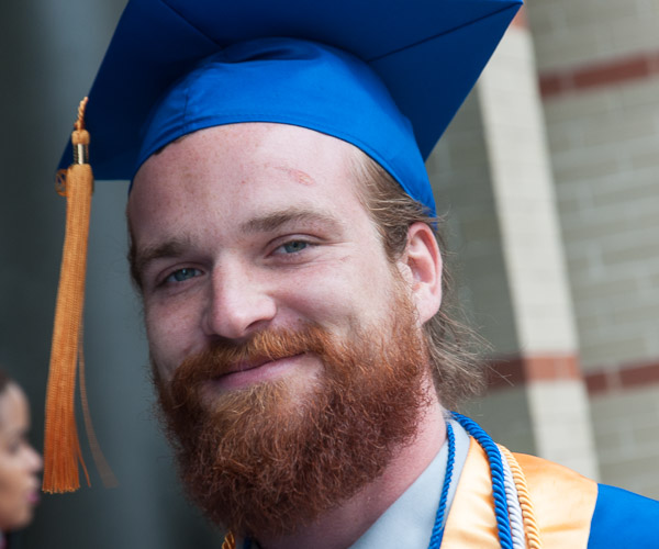 Noah L. English, a commuter assistant and new graduate of landscape/horticulture technology: plant production emphasis, offers a winning smile. English is from Danville.