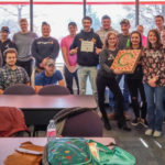 Students in Sharon K. Waters’ FYE 101, Section 65, receive the Fall 2017 Financial Literacy Challenge Award – and a pizza party courtesy of Dana R. Suter, coordinator of part-time student employment and career programming.