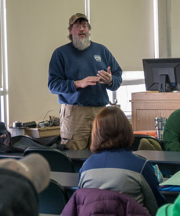 Craig Aldenderfer, a 1990 graduate of the college’s forest technology major, talks about his work as a fire supervisor for the Department of Conservation and Natural Resources’ Bureau of Forestry. He was one of three forest technology alumni who returned to talk about their careers.