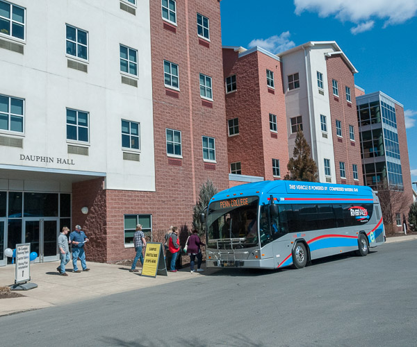 Dauphin Hall, the meeting place for housing tours, is a busy hub for those curious about residence life at Penn College – or hungry for an all-you-can-eat meal from Capitol Eatery.