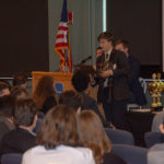 A WAHS student shares his state’s point of view during the plenary session in Penn’s Inn.