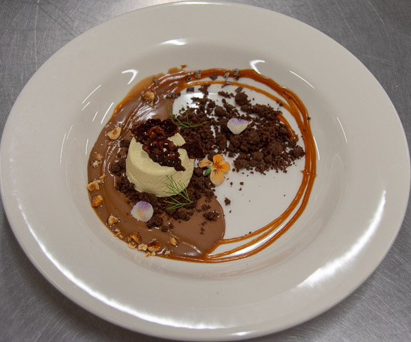 Dessert: Tiramisu semifreddo – with chocolate mascarpone, hazelnuts and miso caramel.