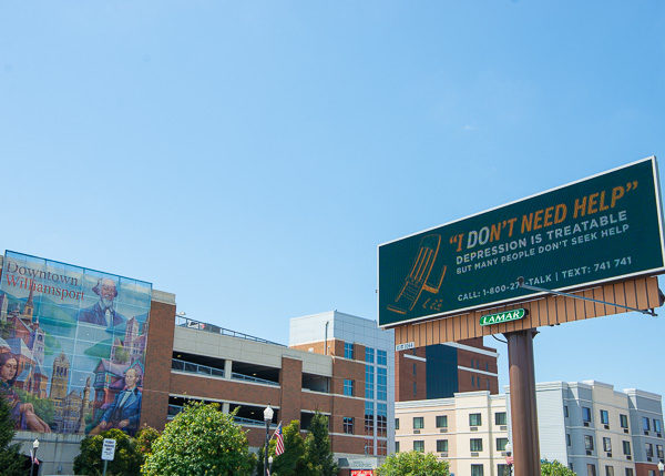 A design created by Luke A. Bierly, of Centre Hall, who graduated from Penn College in May with a bachelor’s degree in graphic design, is being used on billboards in the Williamsport area as a public service announcement for the SPIRIT Coalition, an alliance of campus and community behavioral health resources. This sign, along Market Street near the Church Street Transportation Center, is among those getting prime-time viewing due to the Little League Baseball World Series.