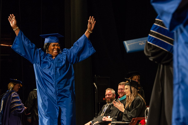 Dancing to her destiny, this graduate stepped lively across the stage en route to shaking the president’s hand.