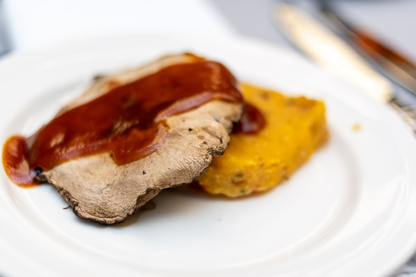 The evening's appetizer, Pennyworth's Revenge Toadstool, paired portobello and polenta.