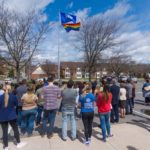 Members of the campus community gather in the LEC Loop for last year's Pride Week kickoff.