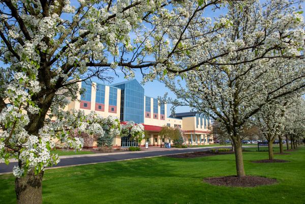 Spring splendor is in full bloom with this glorious line of Bradford pear trees at the Bush Campus Center.  