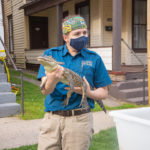 A representative of Clyde Peeling's Reptiland, a renowned area attraction enjoying its 57th year in business, engages students ... and puts some teeth in social-distancing rules.