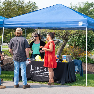 Recruiters from Liberty Excavators, Inc., a site development contractor based in Camp Hill, engage students in conversation. 