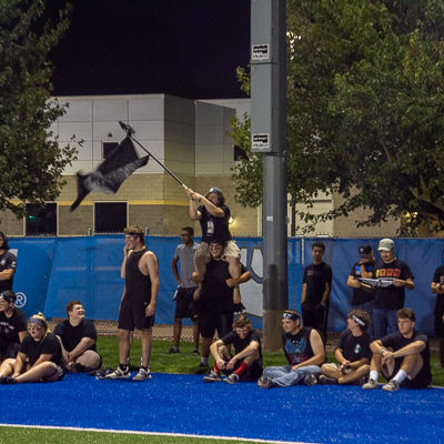 A spirited display of flag-waving, shoulder-sitting solidarity