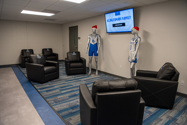 Manikins dressed in Wildcat uniforms accent the functional and attractive addition to the second floor of the Hager Lifelong Education Center.