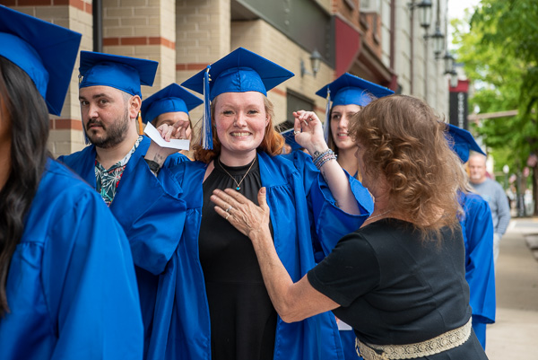 A last-minute touch-up from Mom!