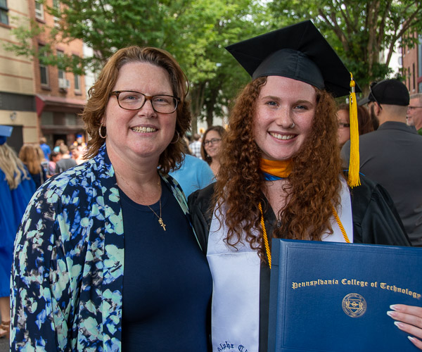 Karen L. Plankenhorn, who recently retired as a clinical supervisor in the college’s radiography program, celebrates with daughter Constance J., who received a combined bachelor’s/master’s degree in physician assistant studies.