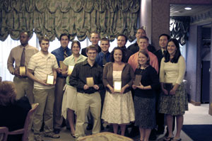 This year's group of Penn College Award-winners gathers for a photo in Le Jeune Chef Restaurant. (Photo by Katelyn E. Koch, student photographer)