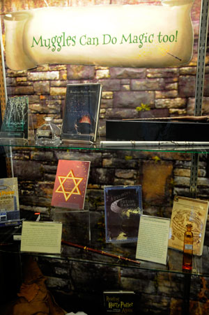 A Harry Potter display adorns the vestibule of the Madigan Library at Pennsylvania College of Technology.