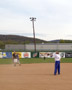 Pitcher Mike Paulhamus chats up the infield