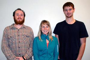 Three Pennsylvania College of Technology students, from left, Christian J. Hunter, of Warren%3B Melissa D. Thorp, of Curwensville%3B and Steven F. Hargenrader, of Marble, each received scholarships from the Pennsylvania Land Surveyors%E2%80%99 Foundation.