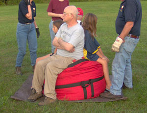 Six-story balloon collapses to compact 'carry-on' size