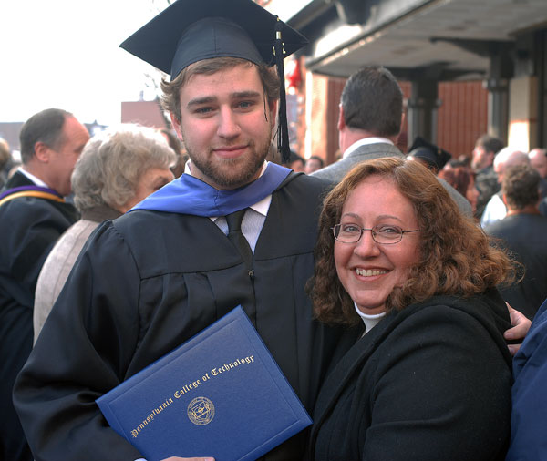 An alumni family portrait: Judy A. Fink, a graduate and employee of Penn College, with son Mitchell W., who earned a bachelor's degree in business administration: management concentration