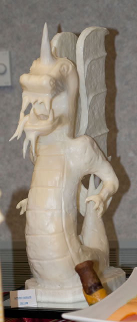 Defiant Dragon, white tallow sculpture by Justin Albert, earned first-place honors in the Artistic Buffet Decoration course.