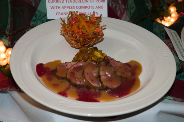 Ashley Kings curried tenderloin of pork with apples and cranberry emulsion earned first place in Classical Cuisines of the World.