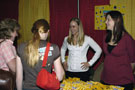 Nursing students Angie M. Hunter, Williamsport (left), and Angela L. Mayo, Trout Run, greet visitors to the Student Nurses' Association display