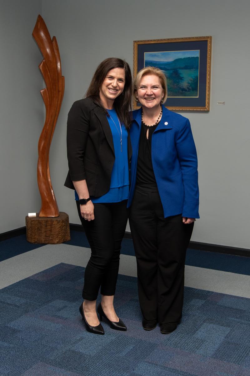 A photo op to document those matching outfits! Victoria Hurwitz, director of physical therapist assistant, savors a memory with Alp. 