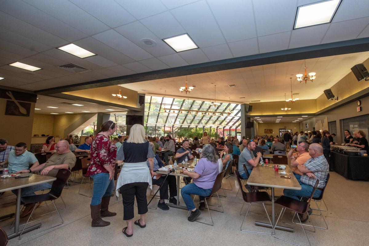 Employees also enjoy camaraderie inside the Keystone Dining Room.