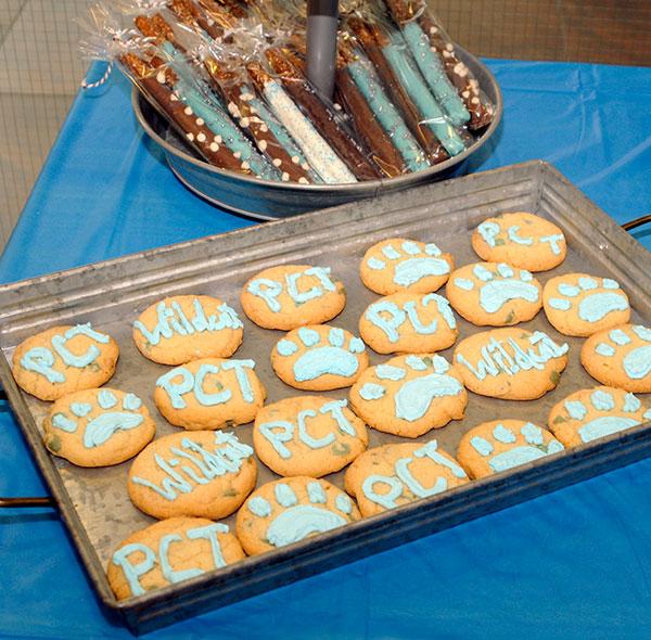 Penn College-themed cookies (made by Sarah R. Yoder, coordinator of admissions operations) and chocolate-dipped pretzels helped satisfy many a visitor's sweet tooth.