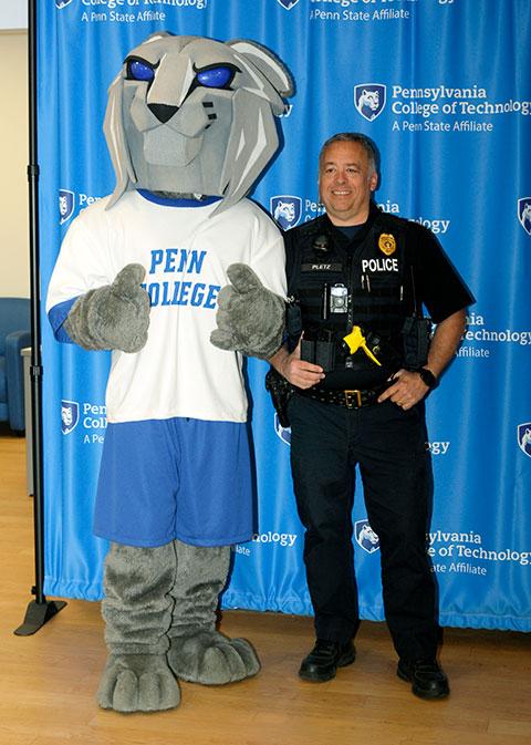 The ever-popular Wildcat mascot shares the limelight with Penn College Police Lt. David C. Pletz ...