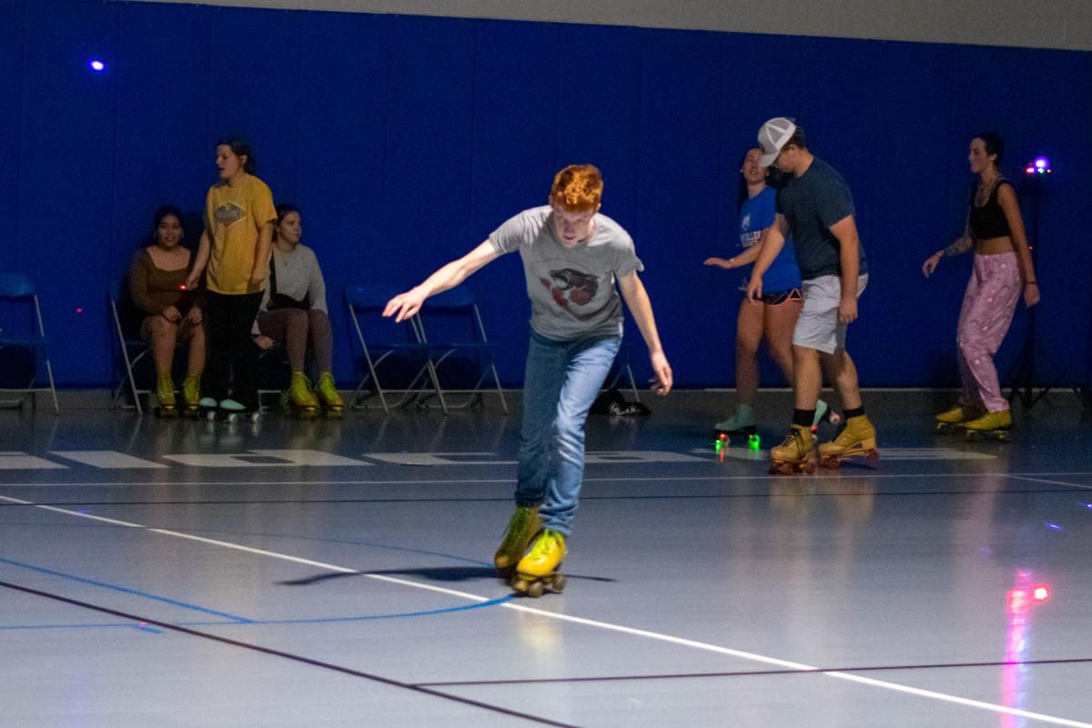 Gliding across the makeshift rink