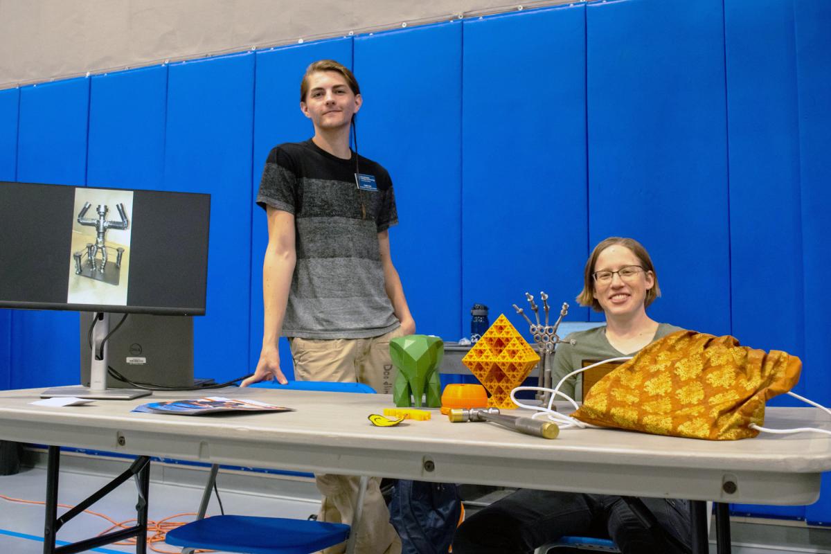 Embodying the creative wonderment available at the Dr. Welch Workshop: A Makerspace at Penn College are Caleb A. Line, makerspace technology facilitator; and Kat A. Valentine, manager of makerspace operations.