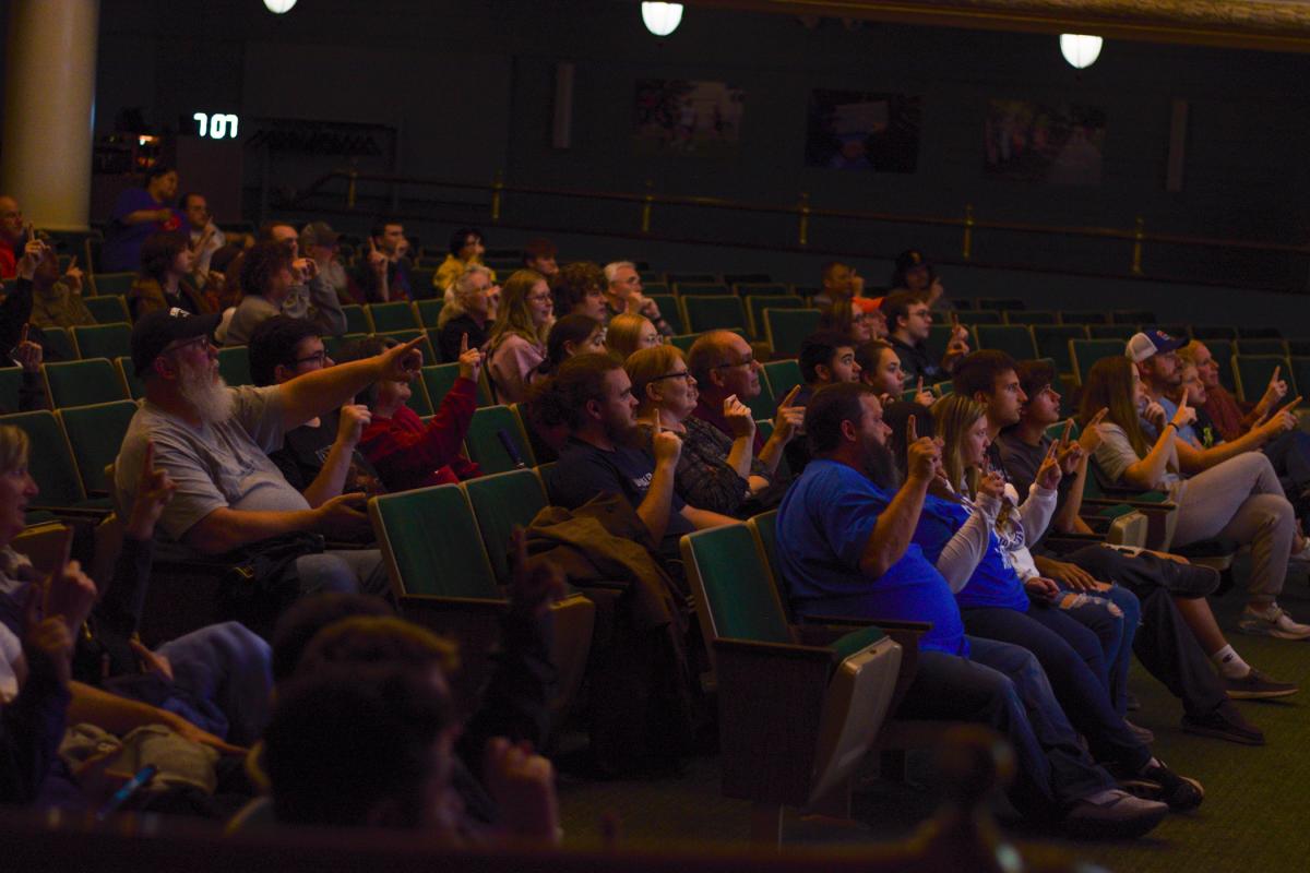 Magician-comedian Michael Kent engages his Klump Academic Center Auditorium audience from the get-go on Saturday night ...