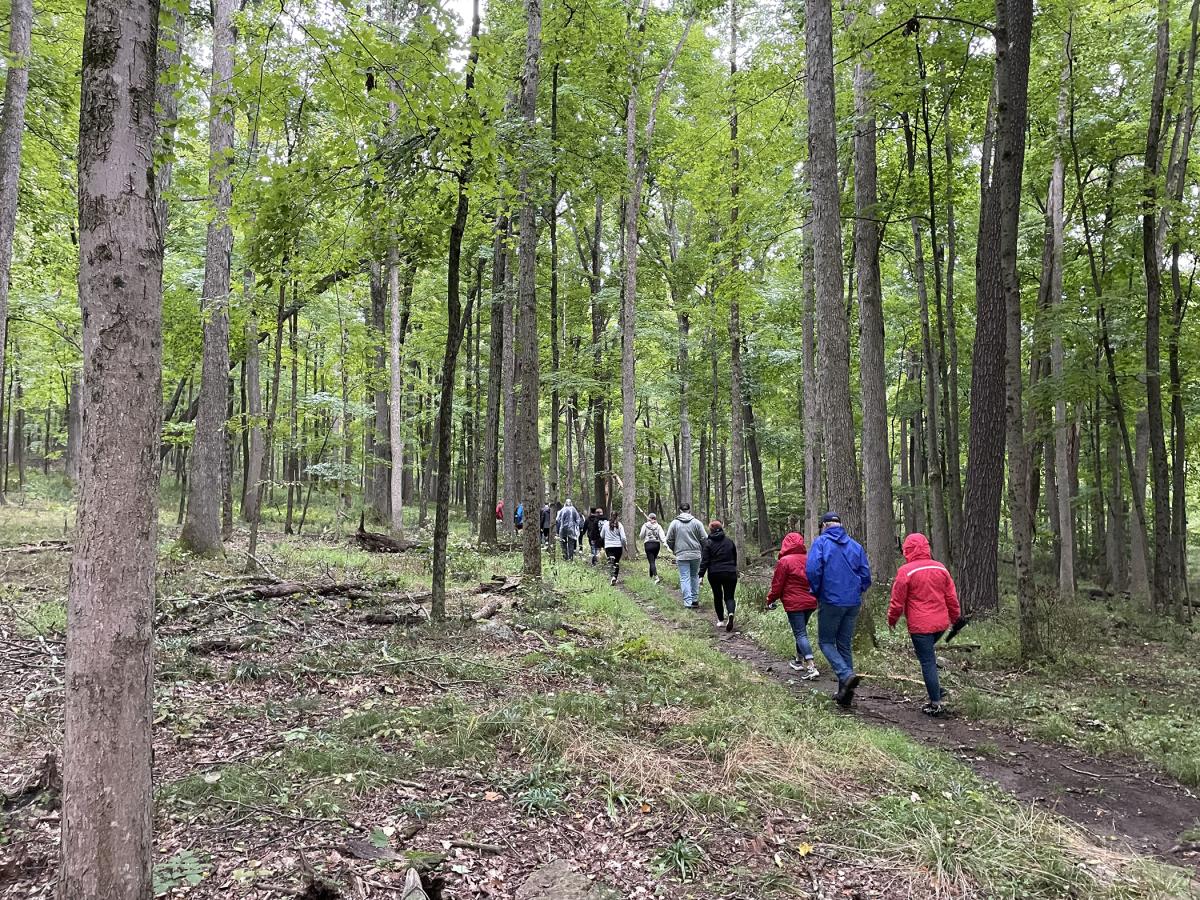 Hikers move along the beginner-friendly trail through Penn's Woods, getting a scenic workout on the first day of fall.