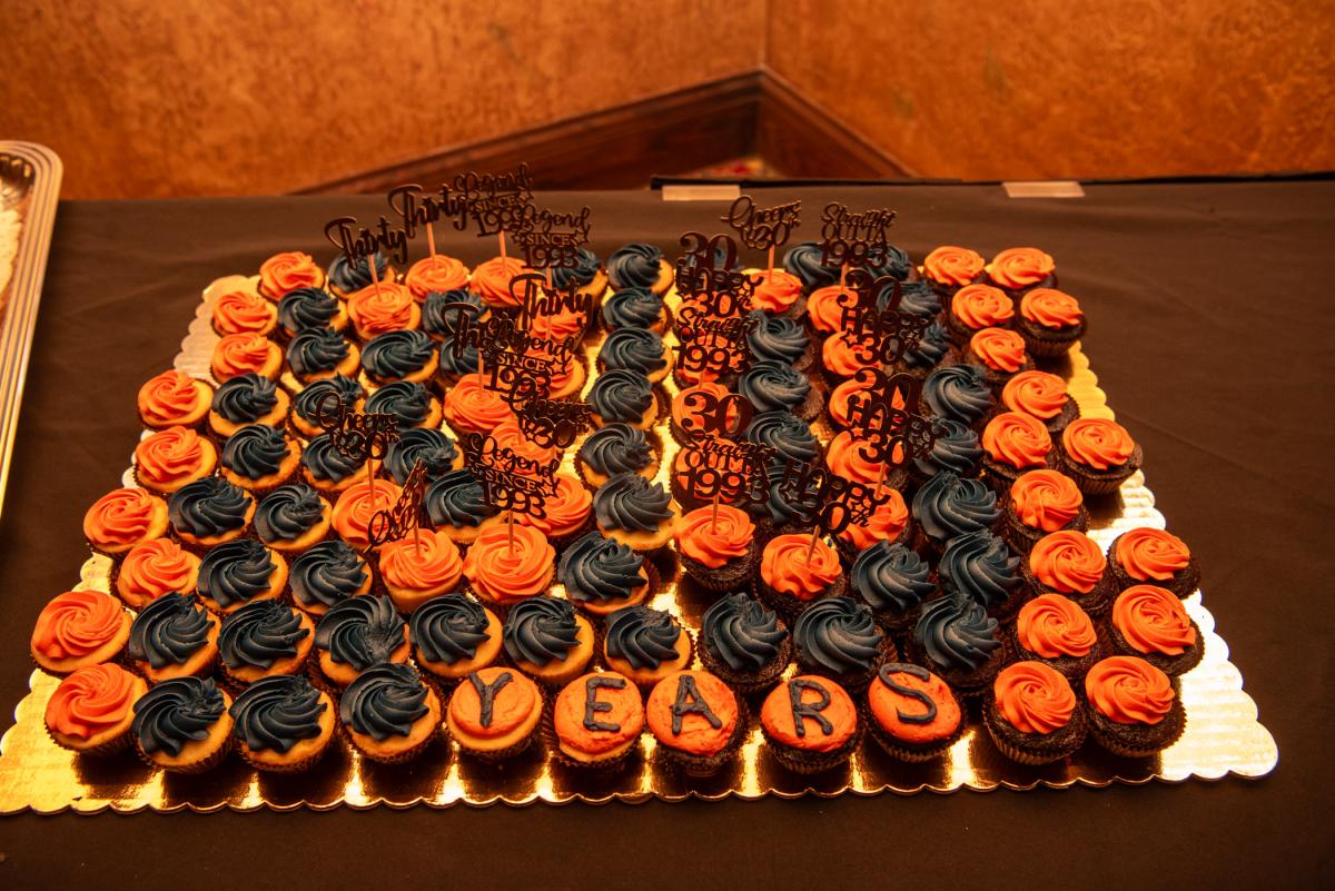 30 years spelled out in sweet treats