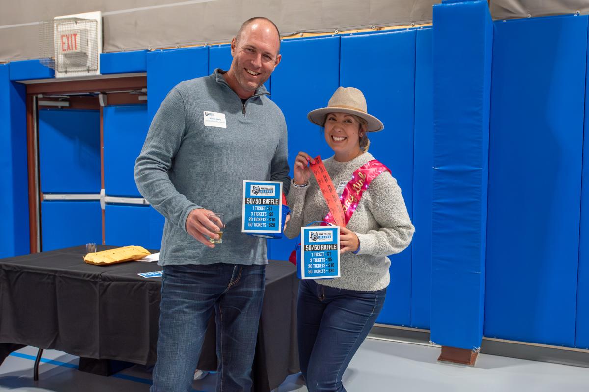 ... an Alumni Relations 50/50 Raffle with money raised going toward regional, alumni outreach and board events. Because Mays was celebrating her birthday, a College Relations employee added a sparkly sash to her outfit. 