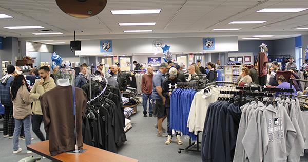 The College Store offers wall-to-wall Wildcat gear (not to mention a warm refuge from the drizzle).