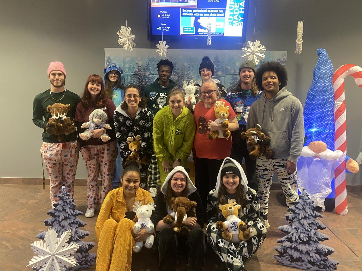 Is there a cozier crew on campus than this fun group, prepping for finals at a pajama party?