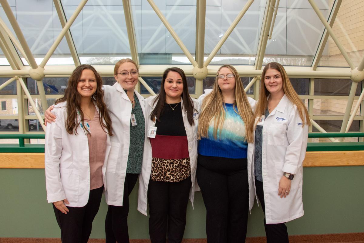 A team exploring the optimal timing for use of the CIWA-Ar Scale comprises (from left): Kalen I. Corter, Faith N. Myers, Rachel Hoffman, Morgan E. Young and Harlee G. Emery.