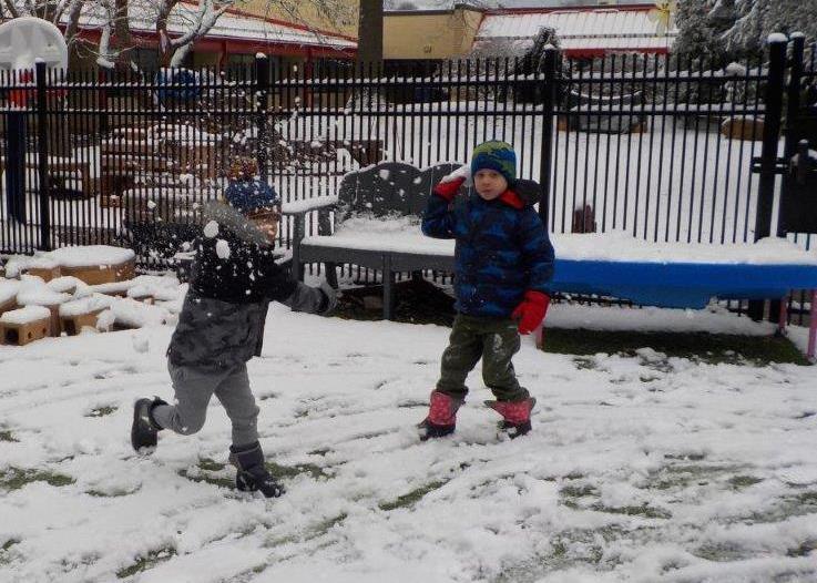 The music of children at play sounds a lot like, "Let it snow, let it snow, let it snow."