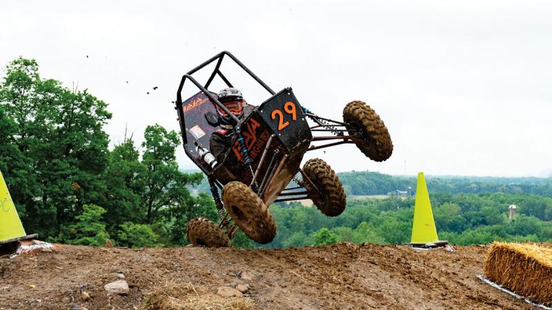 Virginia Tech’s No. 29 sails over a hill on the maneuverability course. The team won the endurance race and placed third overall.