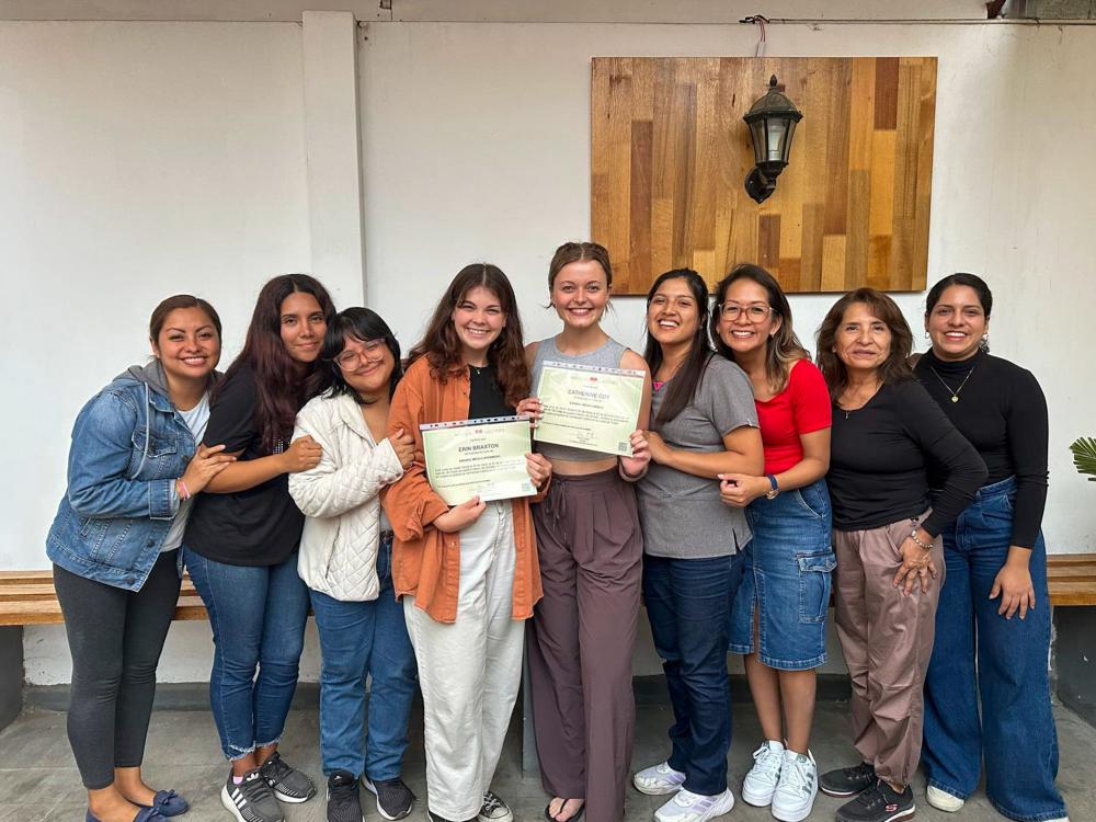 Penn College students with the instructors of their Spanish classes